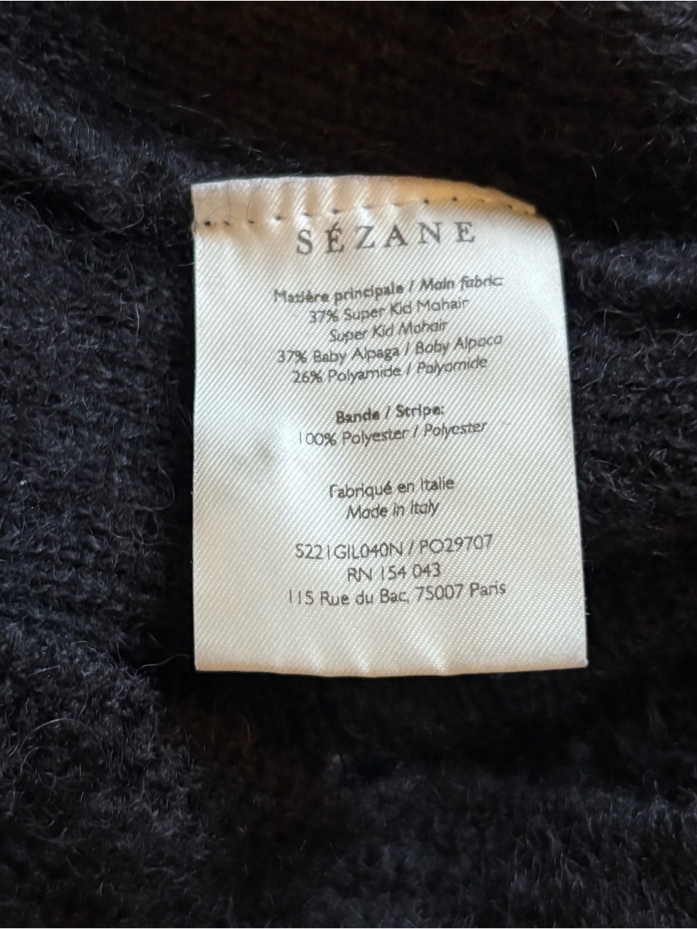 Sezane Gaspard Super Kid Mohair Blend Cardigan Women’s Size Small In black - Picture 8 of 8